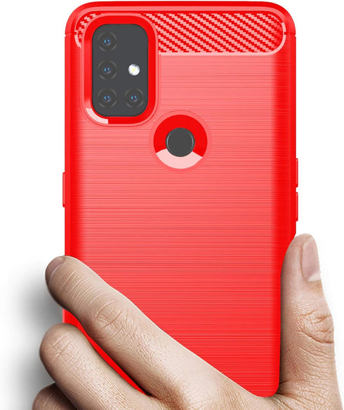 Osophter Flexible TPU Case for Oneplus Nord N10, Shock-Absorption Protective Cover, Red