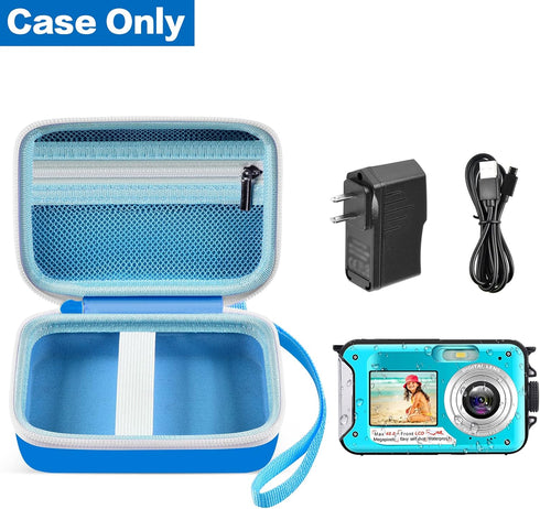 Digital Camera Case Compatible with CAMKORY/for YISENCE/for VAHOIALD/for Kodak Pixpro/for Canon PowerShot ELPH 180 190/ for Sony DSCW800 DSCW830 Kids Camera with SD Card and Cable -Blue