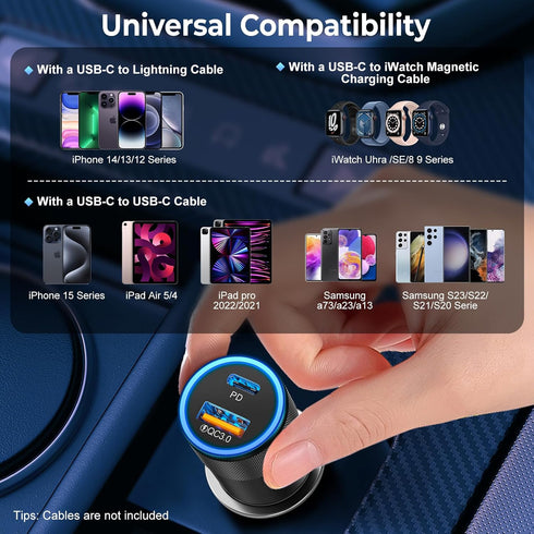 Car Charger USB C 3-Pack - Ancekoy 38W Dual Port PD + QC 3.0 Car Charger Adapter for Fast Charging iPhone 15 14 13 12