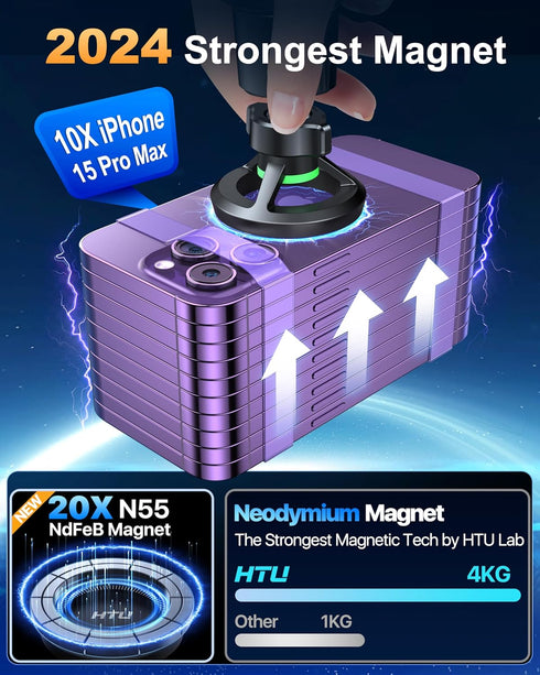 2025 Newest & Strongest for MagSafe Car Mount with Stabilizer?Patent & Safety Certs? 5-in-1 Bendable Rotatable Magnetic