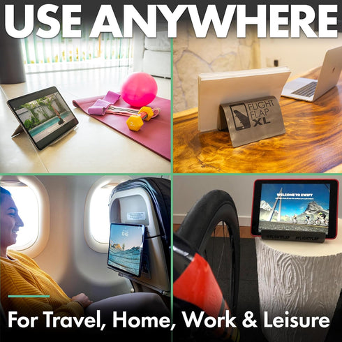 Ipad Stand Holder Airplane Travel Essential - Extra Large 12x7” Flexible Phone and Tablet Stand for Kindle, Desk