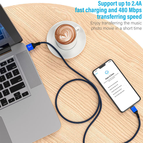 iPhone Charger Cable 4 Pack, Apple MFi Certified 6 FT Blue Long Lightning Fast Charging USB Cable Compatible with