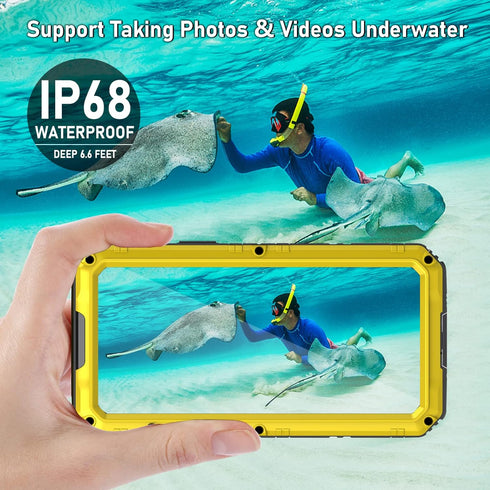 Beasyjoy for iPhone 12 Case, Waterproof Heavy Duty Rugged Protective Cover with Built-in Screen Protector (Yellow)