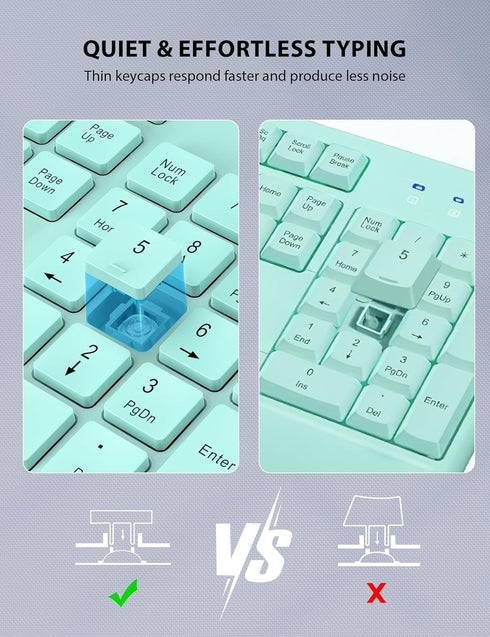 Wireless Keyboard and Mouse Combo - Full-Sized Ergonomic Keyboard with Wrist Rest, Silent 2.4GHz for PC, Mac