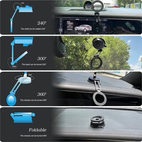 WIWU 360Rotation 17/16/15/14/13/12 for MagSafe Car Mount Magnetic Phone Holder Suction Cup Phone Mount for Car Foldable