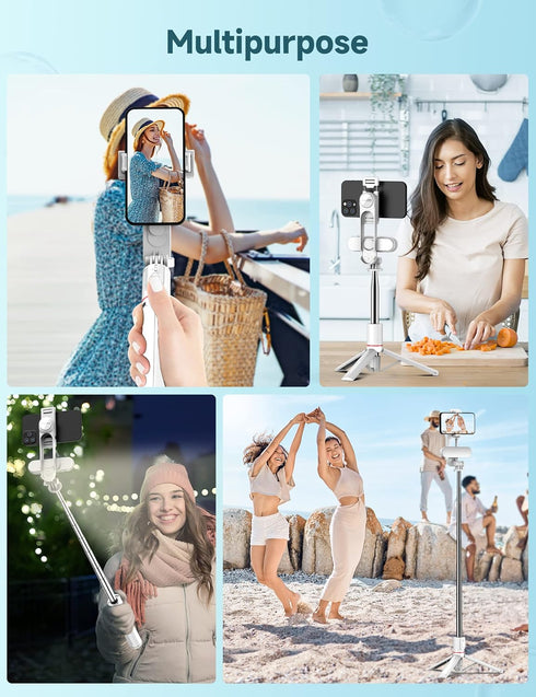 SelfieShow 44 Inch 360 15/14/13/12/11 Stable Selfie Stick Tripod with Fill Light, Extendable Selfie Stick with Wireless