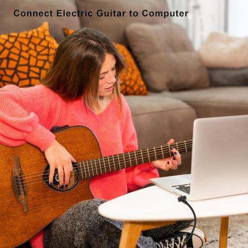 90 Degree 1/8 to 1/4 Stereo Audio Cable, Right Angle 3.5mm TRS Male to 6.35mm TRS Male Aux Cord for Guitar, Keyboard,