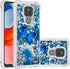 Moto G Play 2021 Case with Tempered Glass Screen Protector - Glitter Bling Floating Liquid Sparkle Soft TPU Case, Blue