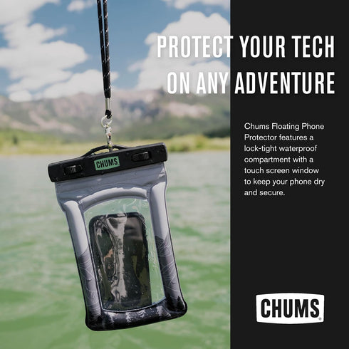 Chums Floating Phone Case with Lanyard, Touchscreen Compatible Waterproof Phone Pouch (Beer Can Happy Hour)