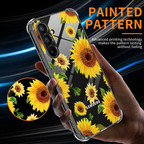 (3-Pack) Samsung Galaxy A14 5G Case, Soft Clear TPU Scratch-Resistant Drop Protection Phone Cover with Flower