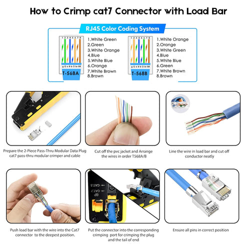 Shielded RJ45 Cat6A Cat7 Pass Through Connectors, 3 Prong 8P8C Gold Plated Modular Data Plug (30 Pack)
