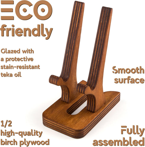 Rostmary Wooden Cell Phone Holder Tablet Stand for Desktop - Ideal for iPhone, iPad, Samsung, eReaders