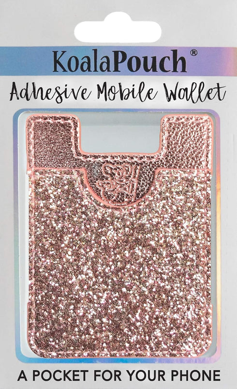 Glitter Koala Pouch - Stick On Wallet Phone Card Holder (Pink)
