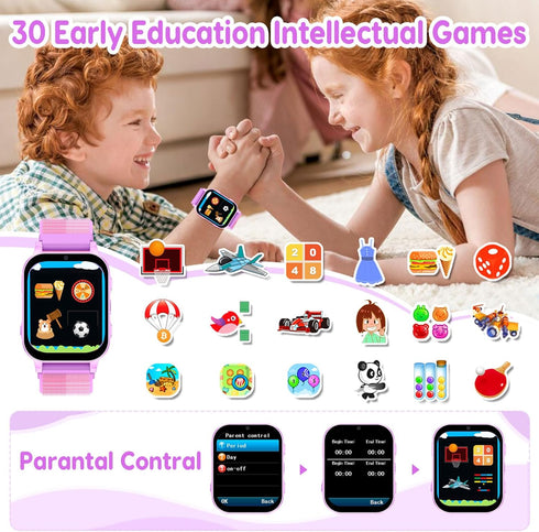 Smart Watch for Kids with 30 Puzzle Games, 140 Educational Cards, HD Touch Screen, Perfect Birthday Gift