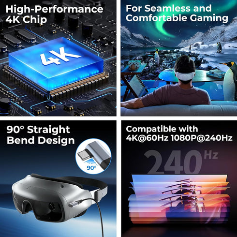 Guermok 4K@60FPS 90 3.3ft, 2K@144PS 3.0 Quest3, PS5/4, Switch2/1, Video Capture Card, USBC, USB HDMI to USB C/A Capture
