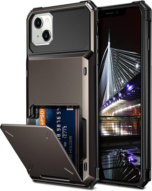 Vofolen Case for iPhone 13 Case Wallet 4-Card Holder ID Slot Flip Door