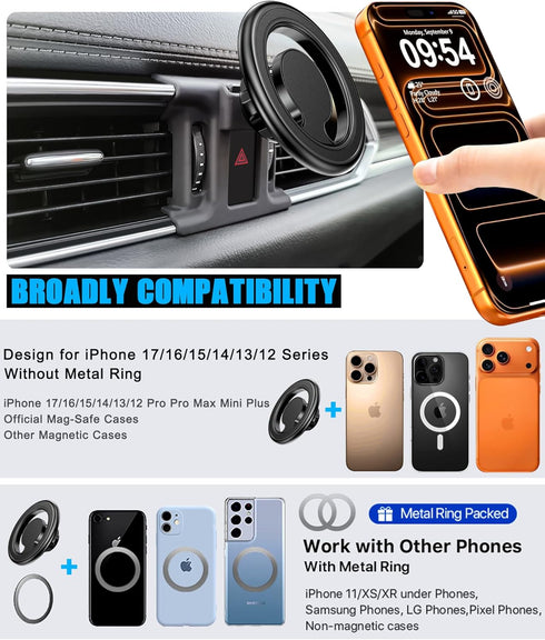 VE VE POWER CX5 2017-2025, 17 16 15 14 13 12 Car Phone Holder, Air Vent Phone Holder, Car Mount for Mazda Magsafe