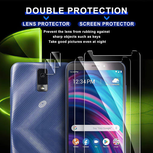 [2+2 Pack Screen Protector for BLU View 3 (B140DL) and Camera Lens Protector - Tempered Glass,Anti-fingerprint,Shatter Proof,HD Clarity