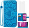 Asuwish Wallet Phone Case for Alcatel Lumos (DALN5023) / Axel (5004R) - Blue Sunflower Leather, Slim Flip, Card Holder,