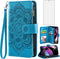 Asuwish Wallet Case for Motorola Moto G 5G 2022 - Blue Flower Leather Flip with Tempered Glass Screen Protector,