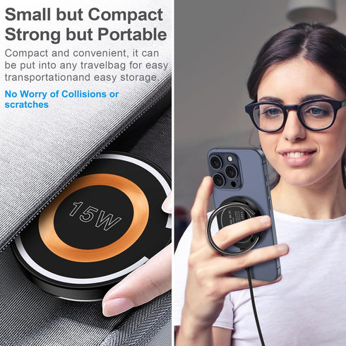 Mag-Safe Samsung S24 Ultra Wireless Charger Fast Charging Pad for Galaxy S24+/S24/S23+/S22/S21/S20/Z Flip 5, Google