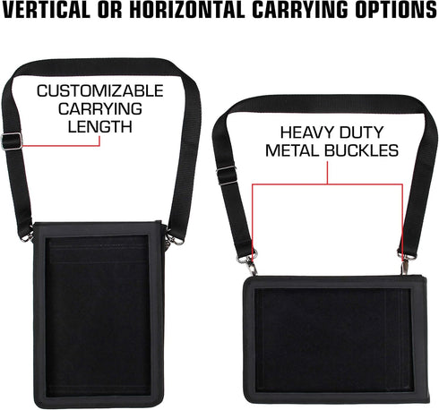 USA GEAR 10 inch Tablet Case with Shoulder Strap, Compatible with Apple iPad 2019, Samsung Galaxy Tab A 10.1, Black