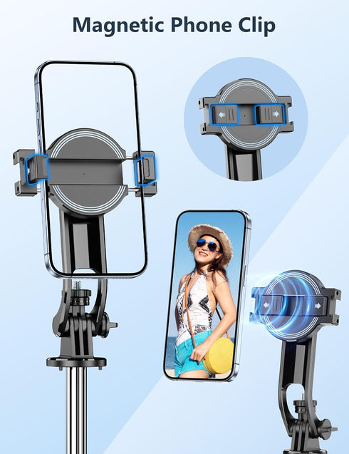 SelfieShow 70'' 360 Magnetic Automatic Selfie Stick Travel Tripod for Cell Phone, Auto Opening Phone Tripod Stand