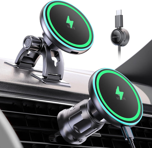 MOKPR for iPhone Magsafe Car Mount Charger, Wireless Car Charger Magnetic Car Phone
