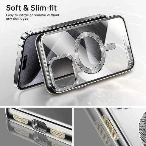 JUESHITUO iPhone 15 Pro Max Case - Black Titanium, 6.7", Military Grade Drop Protection, N56 Magnets, Screen & Camera
