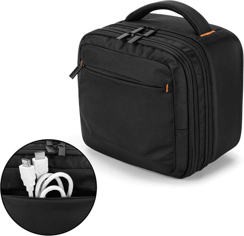 CURMIO Double Layers Projector Case, Mini Projector Carrying Bag Compatible for DR.J Professional and QKK Mini