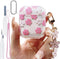 Pink Floral Clear Cover for AirPods 2 Case 1st Generation 2021, Cute Flower Pendant, Cleaning Pen Strap Accessories Set