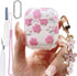Pink Floral Clear Cover for AirPods 2 Case 1st Generation 2021, Cute Flower Pendant, Cleaning Pen Strap Accessories Set