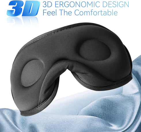 Sleep Headphones Bluetooth 5.0, Wireless 3D Eye Mask, Washable for Side Sleepers, Adjustable Stereo Speakers