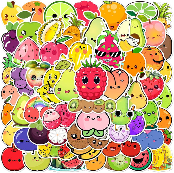 Booppyy Fruit Stickers Pack 50pcs, Cute Fruit Sticker for Kids, Cartoon Stickers for