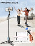 45" Selfie Stick Tripod with 2 Lights, Extendable 5 in 1 Selfie Stick with Wireless Remote for iPhone, Samsung, Android