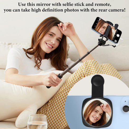 Esdallina Phone Rear Camera Selfie Mirror - See How You Look in The Back Camera - for High Definition Photos (Black)