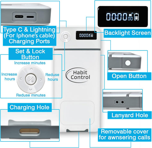 Cell Phone Lock Box with Timer for Self-Discipline, Portable Time Lock Box for iPhone and Android Smartphones