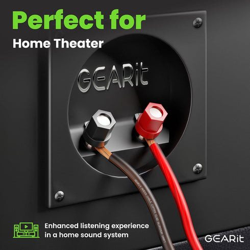 GearIT Pro Series 12 Gauge Speaker Wire Cable - 30.4 Meters / 100 Feet, Black Red, CCA HiFi Audio for Car Audio and