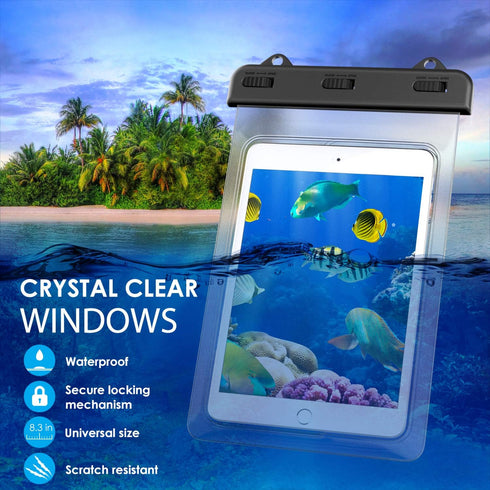 MoKo Universal Waterproof Case, Tablet Dry Bag Pouch for iPad Mini 2019/4/3/2 and Samsung Tab up to 8.3" - Clear