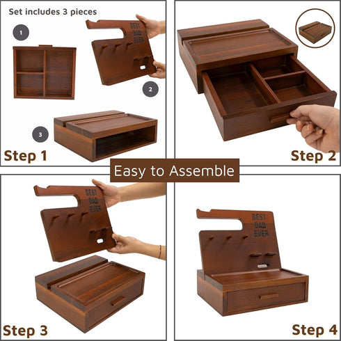 KOLWOVEN Nightstand Organizer Tray , Fathers Day Birthday Gifts from Daughter, Best Gifts for Father, Gifts for Dad