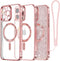 Meifigno Candy Mag Series Case for iPhone 15 Pro Max, Rose Gold, Full Camera Protection, MagSafe Compatible, Glitter
