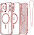 Meifigno Candy Mag Series Case for iPhone 15 Pro Max, Rose Gold, Full Camera Protection, MagSafe Compatible, Glitter