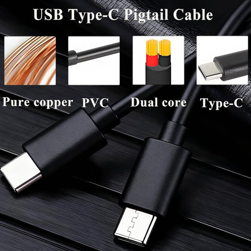 2 Cable,5V 3A 22AWG 2 Repair-0.5M/1.64FT (2PCS) USB Type-C Pin Bare Wire USB C Male Plug to Pin Open End Pigtail