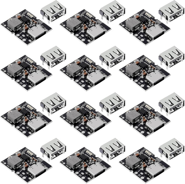 JUZITAO 12PCS Type-C USB 5V 2A Step-Up Power Module Boost Converter Lithium Battery