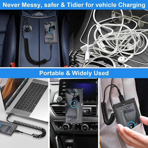 USB to USB C Coiled Cable - Fast Charging for iPhone 16/16 Pro/16 Pro Max/16 Plus/15/15 Pro, 3FT Retractable Cord