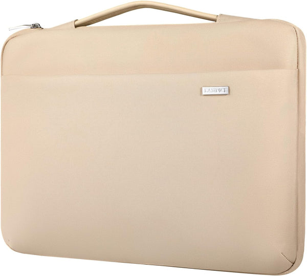 LANDICI 360° Protective Laptop Sleeve Case for 14-15 Inch MacBook Pro/Air, Waterproof Cover Bag, Apricot