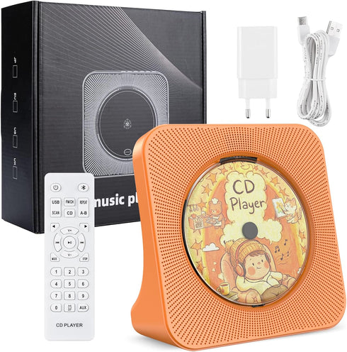Gueray Portable CD Player with Bluetooth, Desktop CD Music Players for Home Built-in Double HiFi Sound Speakers FM