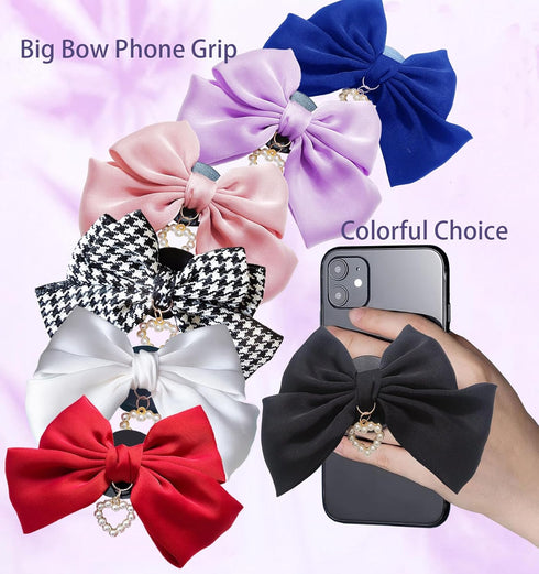 Miitoomo Cute Bow Phone Stands Fashion Cellphone Charm Grip Holder Universal Rotatable (Pink)