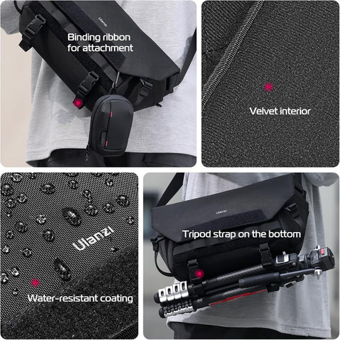 ULANZI Sling Camera Case, Compact Tactical Shoulder Bag for DSLR/SLR/Mirrorless Cameras, Waterproof, Black