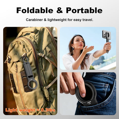 COMAN DP58 Magnetic Phone Tripod, Aluminum MagSafe Tripod Stand with Carabiner, Mini Portable Travel Pocket Tripods